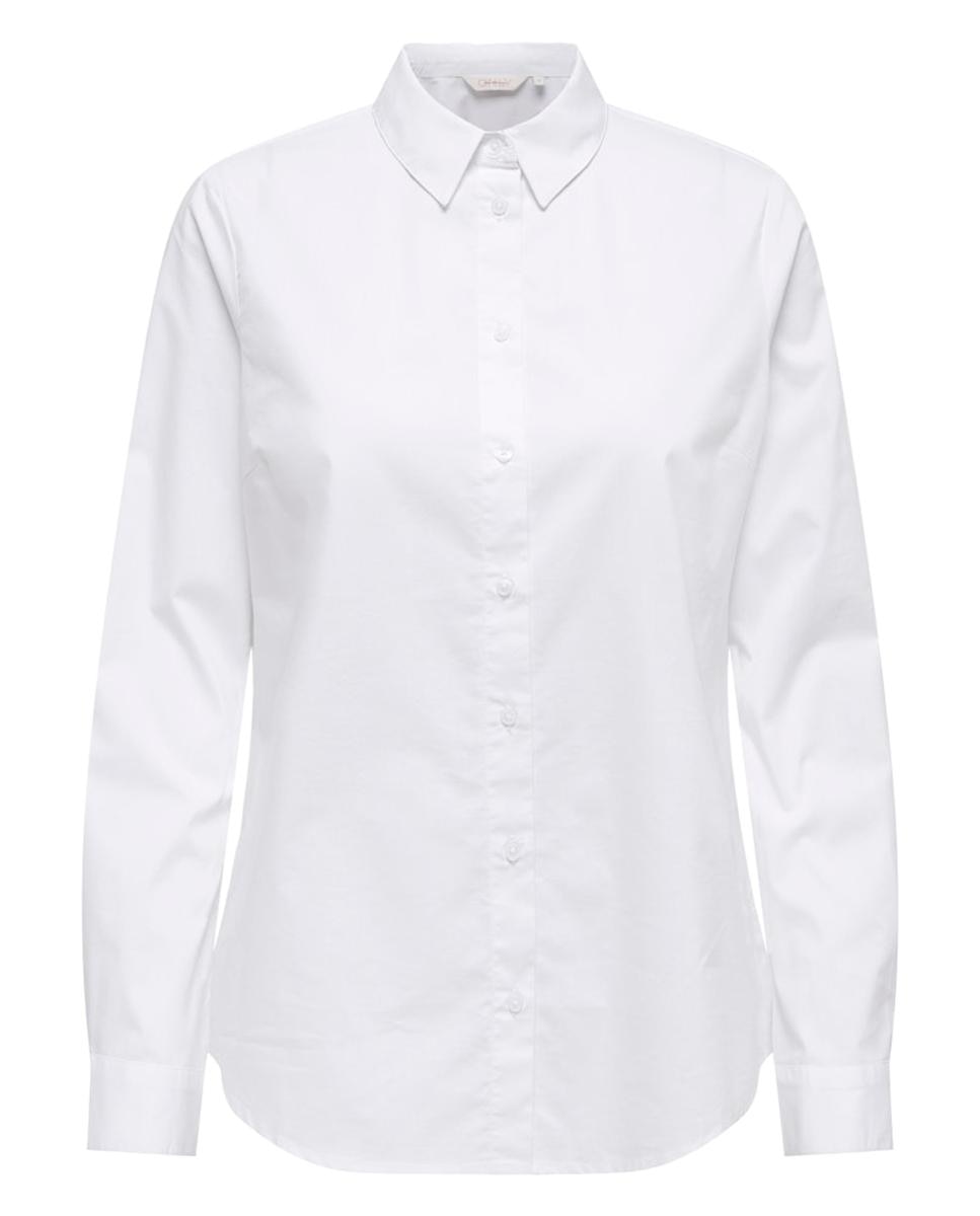 Camisa básica de manga comprida Branco-5