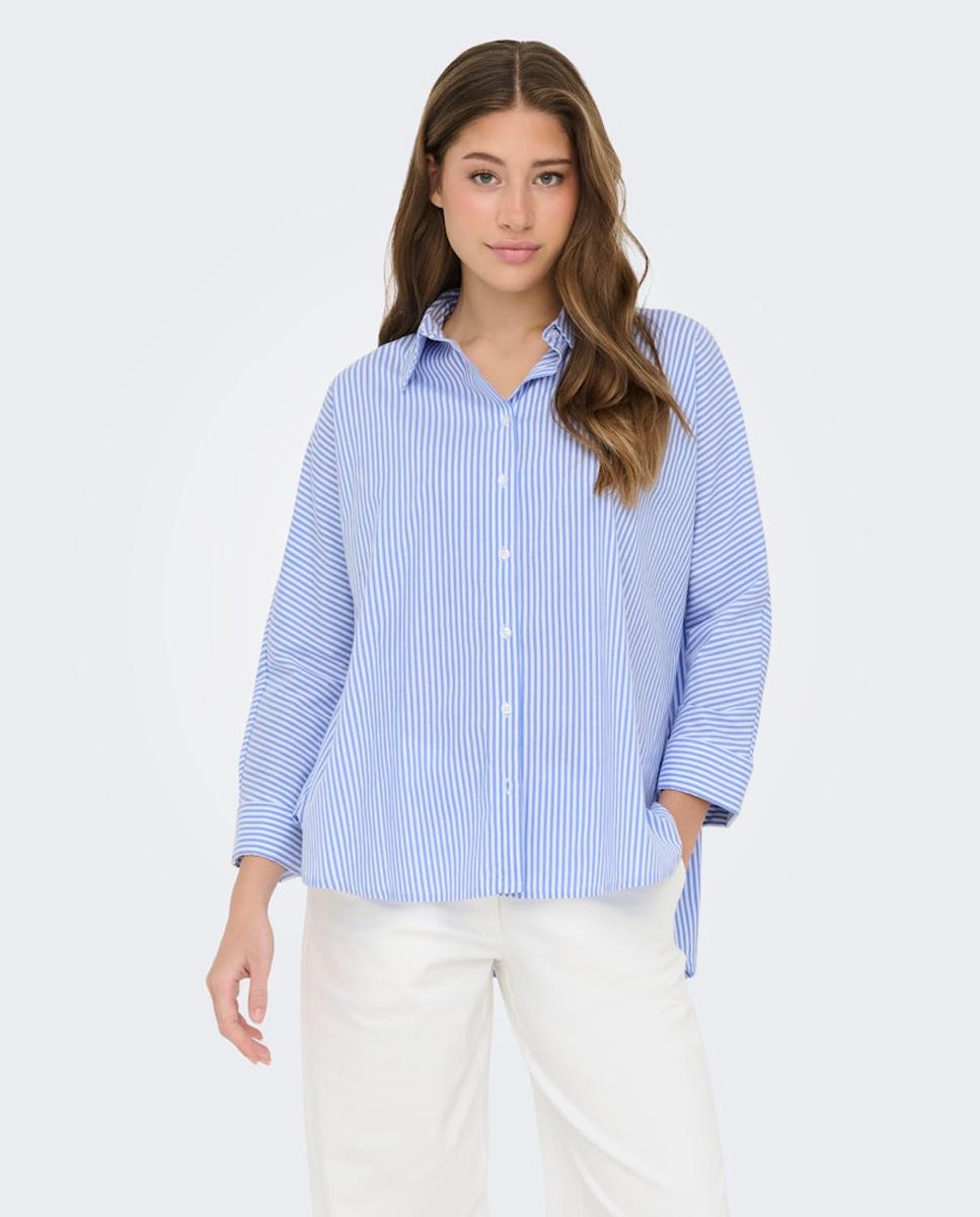 Only - Camisa de mujer de rayas con cierre de botones.