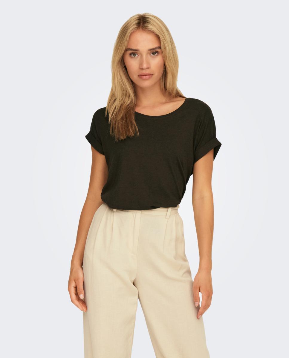 Only - Camiseta de mujer de manga corta y cuello redondo.