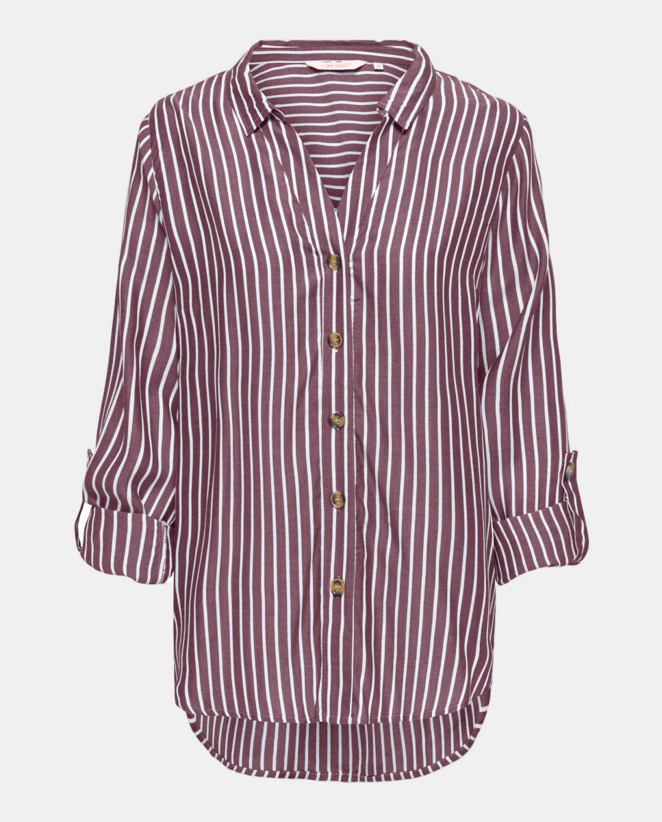 Camisa de Manga Comprida e Decote em Bico Bordeaux-3