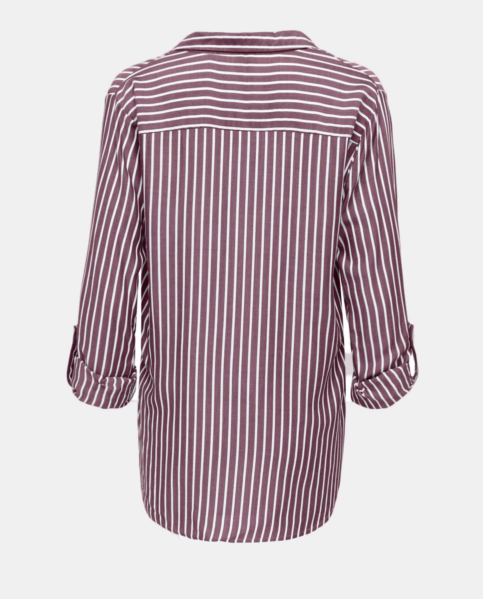 Camisa de Manga Comprida e Decote em Bico Bordeaux-4