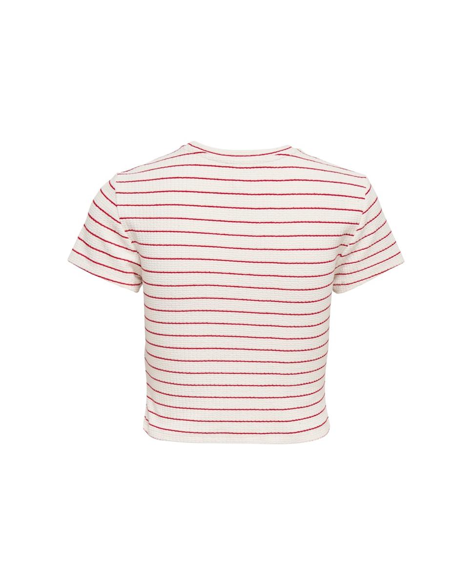 Camiseta corta de mujer de manga corta y cuello redondo - Only - Rojo Rojo-6