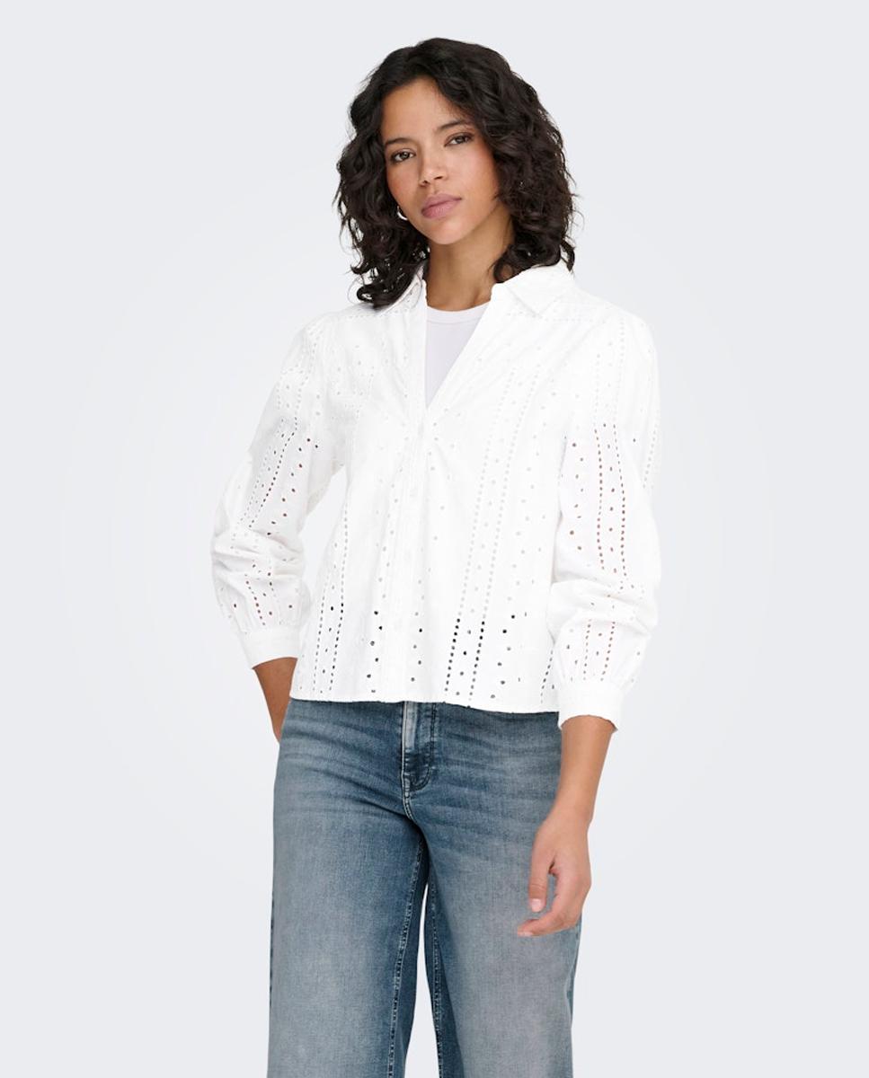 Only - Camisa de mujer de manga larga y cuello de pico.