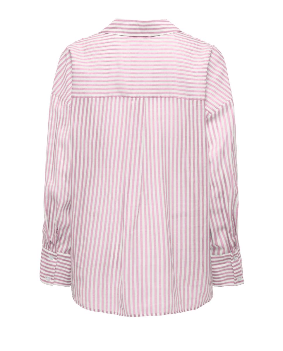 Camisa às Riscas com Manga Comprida Vermelho-4
