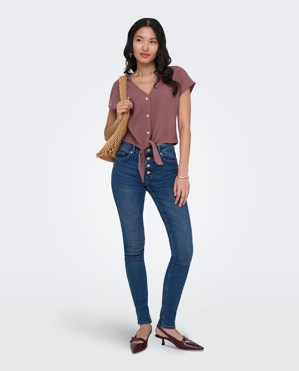 Blusa de Linho com Nó Rosa-7