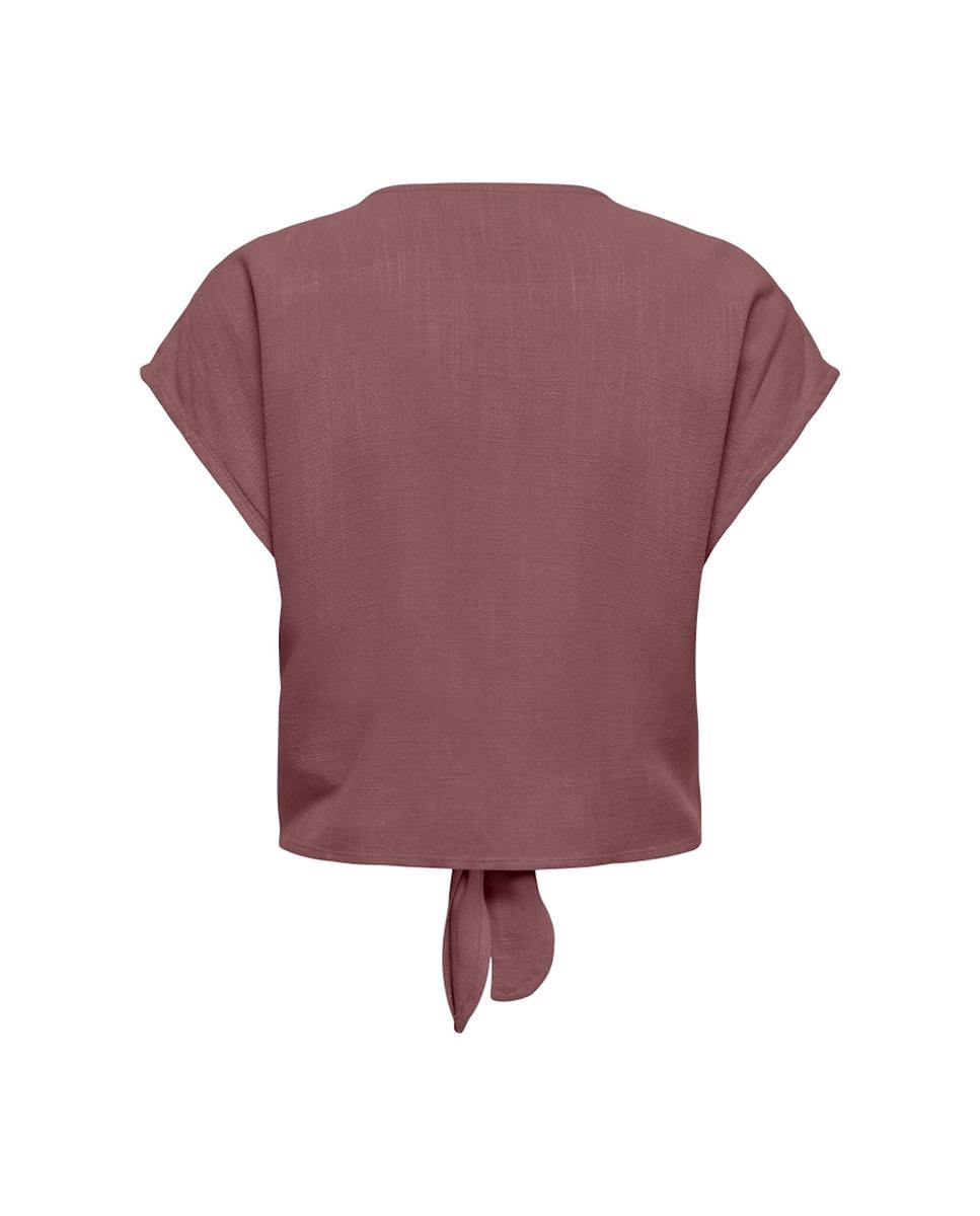 Blusa de Linho com Nó Rosa-6