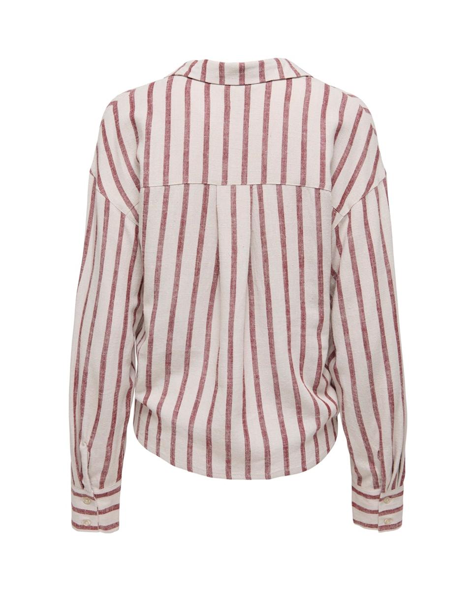 Camisa de manga comprida com colarinho de camisa Bege-6