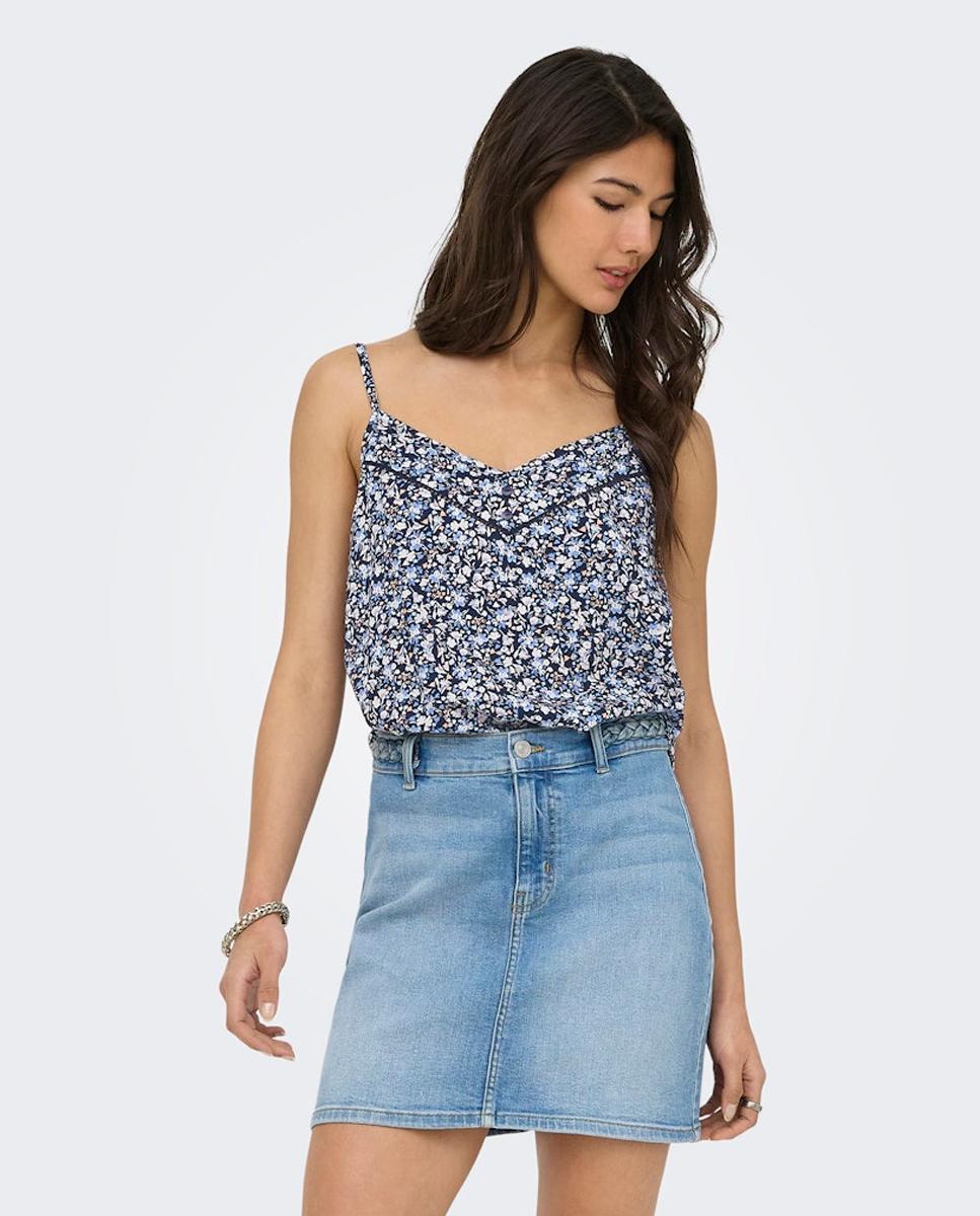 Top de mujer sin mangas con escote en pico - Only - Azul marino Azul marino-1