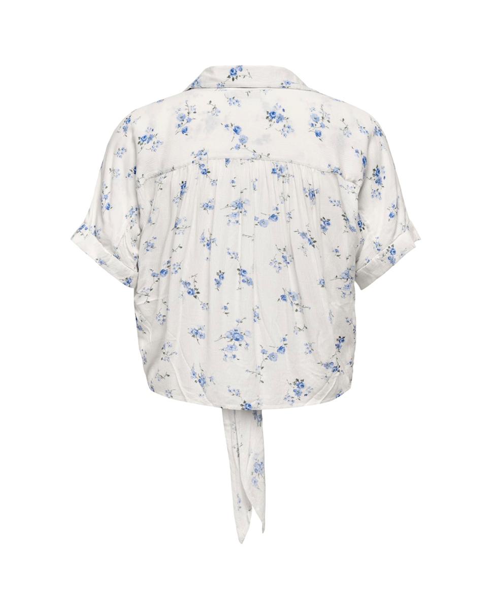 Top Curto às Riscas com Nó Branco-4