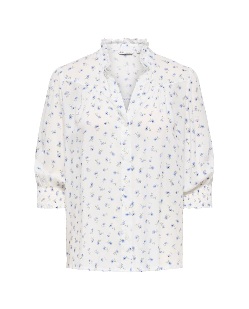 Imagem 0 de Camisa Estampada com Decote em Bico e Manga 3/4