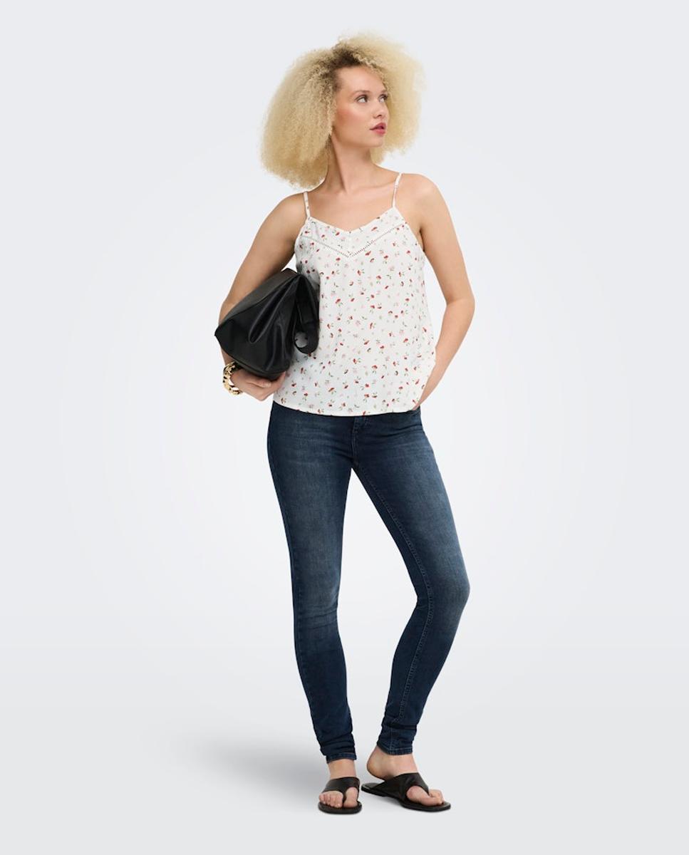 Top de mujer sin mangas con escote en pico - Only - Blanco Blanco-1