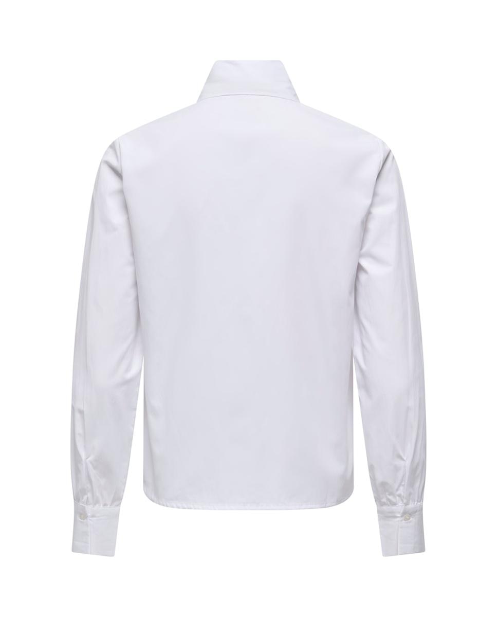 Camisa de manga comprida com colarinho de camisa Branco-5