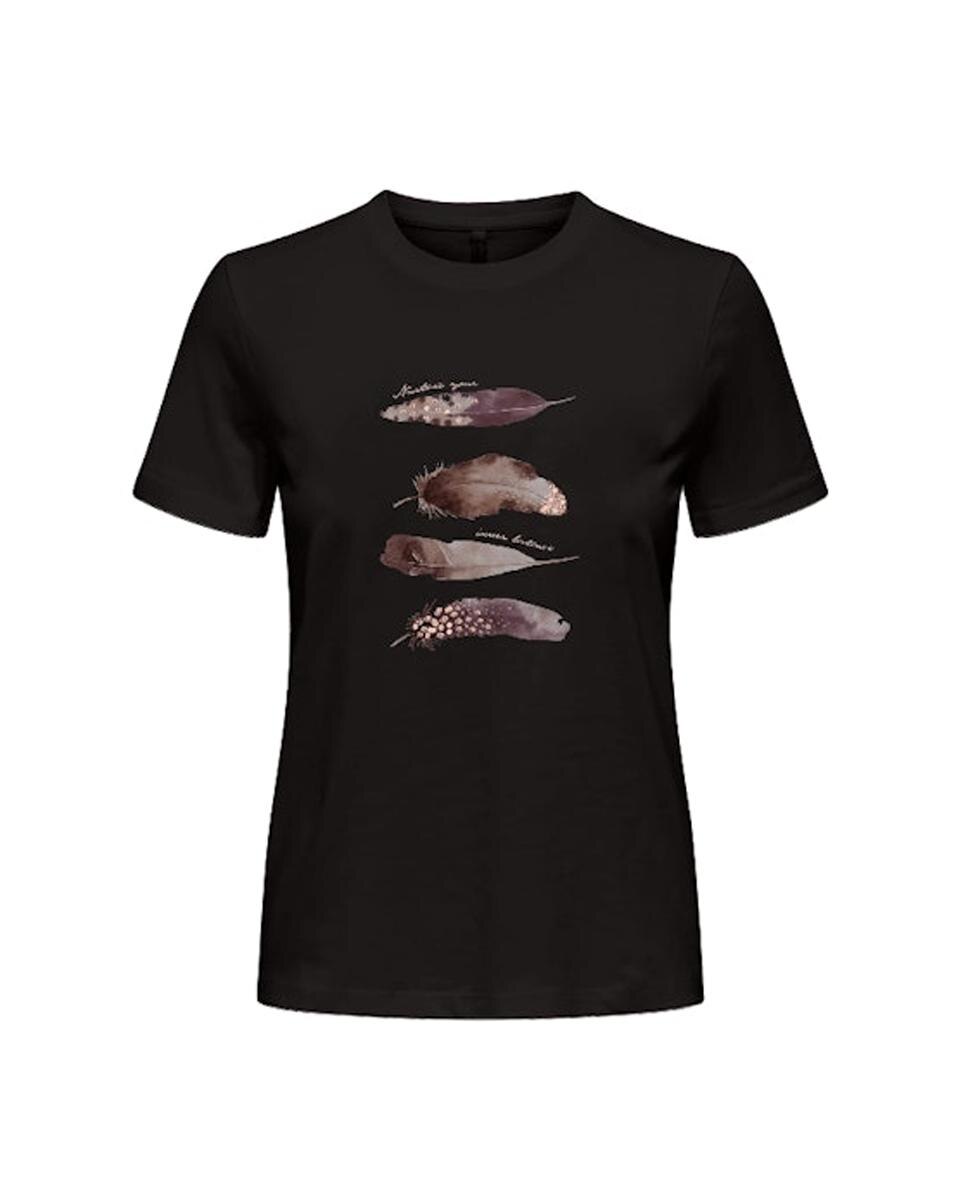 Camiseta de mujer de manga corta con cuello redondo - Only - Negro Negro-1