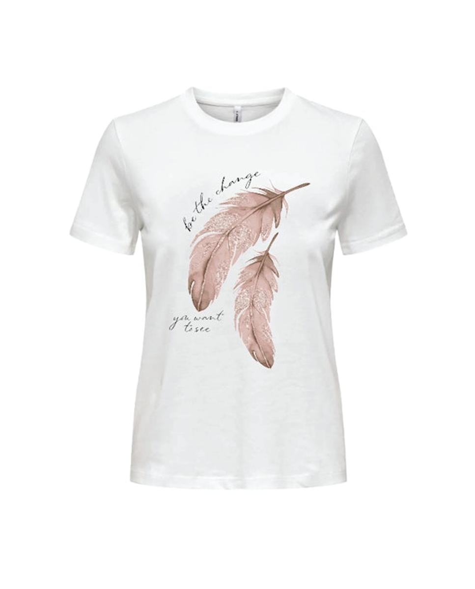 Camiseta de mujer de manga corta con cuello redondo - Only - Blanco Blanco-1