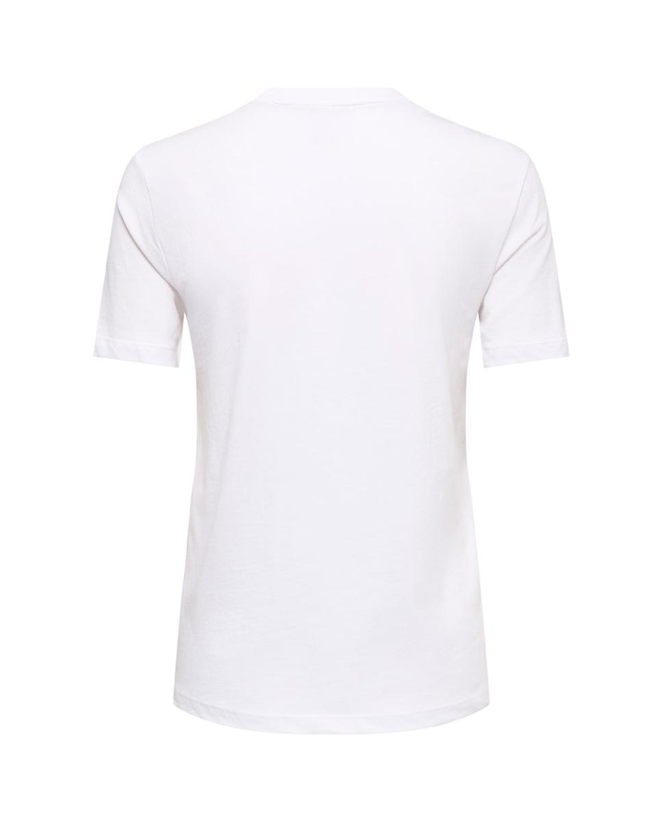 Camiseta de mujer 100% algodón de manga corta y cuello redondo - Only - Blanco hielo Blanco hielo-2