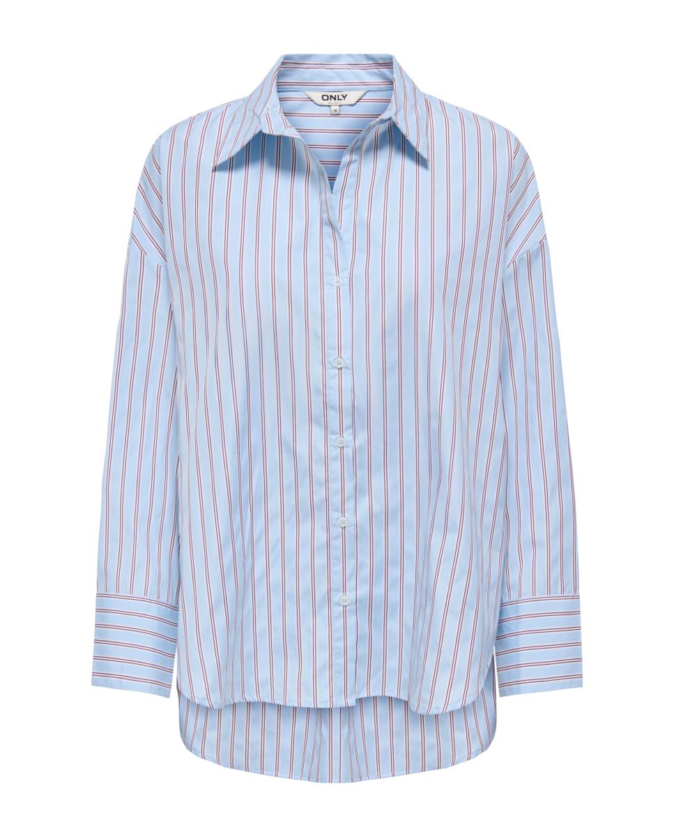 Camisa de mujer de manga larga con cuello camisero - Only - Azul Azul-1