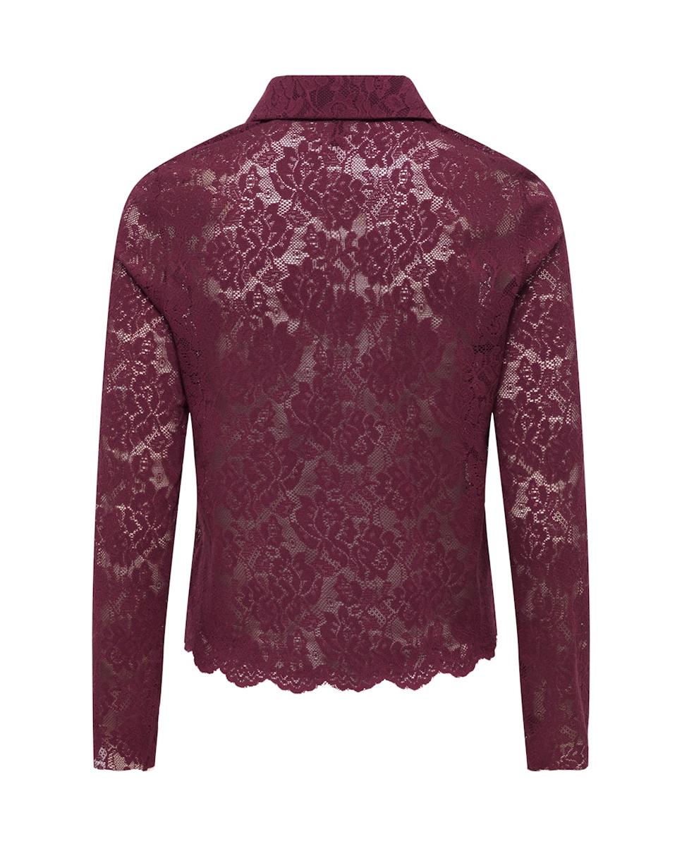 Polo de Manga Comprida com Colarinho de Polo Bordeaux-2