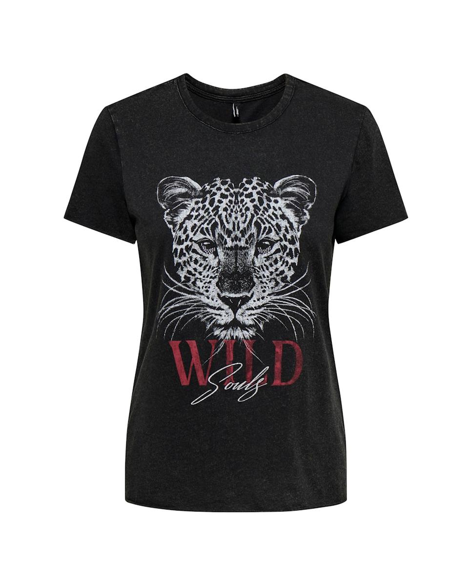 Camiseta de mujer de manga corta con dibujo frontal - Only - Cuero Cuero-4