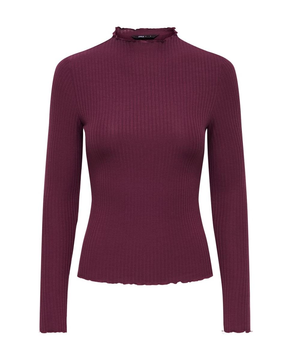 Top de Manga Comprida com Gola Alta Bordeaux-4