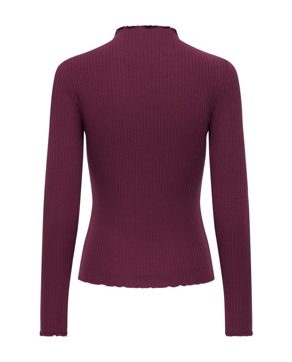 Top de Manga Comprida com Gola Alta Bordeaux-5