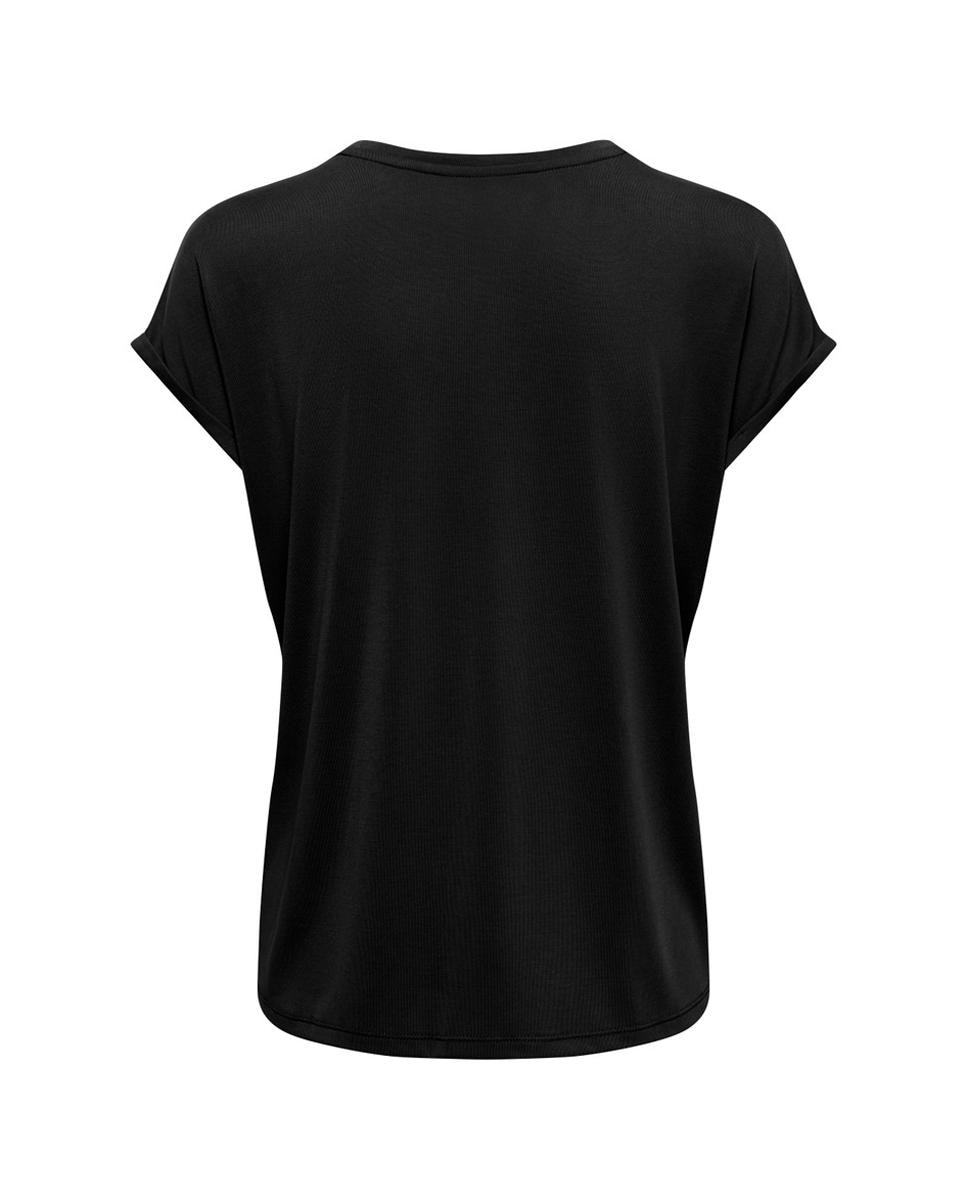 Camiseta de mujer de manga corta con cuello redondo - Only - Negro Negro-2