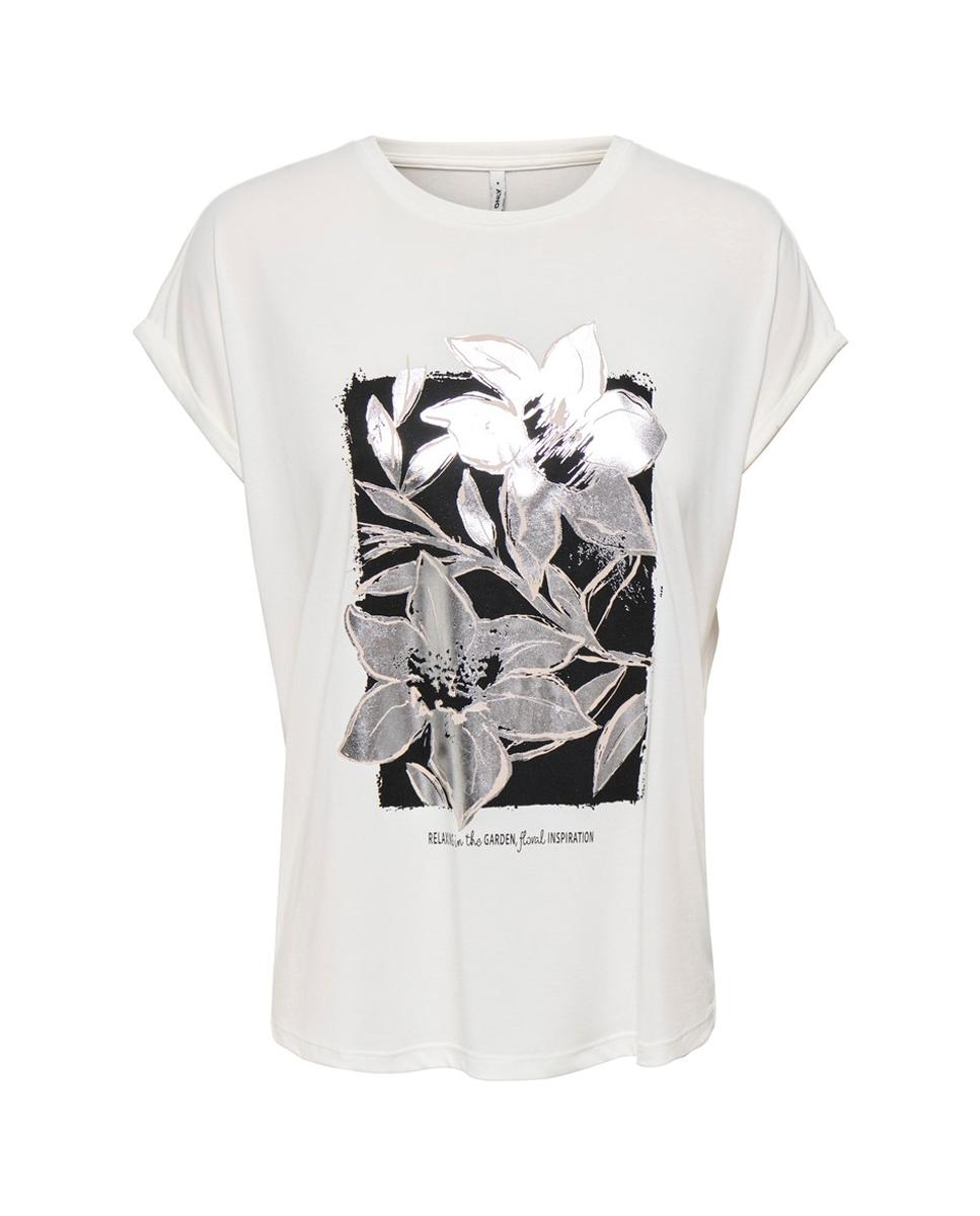 Camiseta de mujer de manga corta con cuello redondo - Only - Blanco Blanco-3