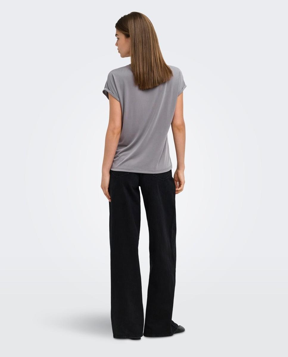 Camiseta de mujer de manga corta con cuello redondo - Only - Gris Gris-2