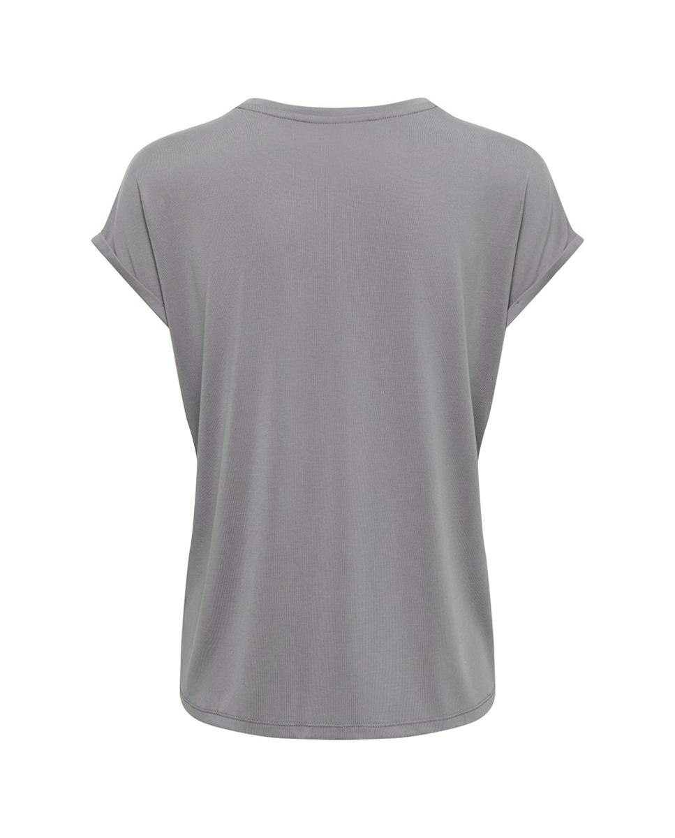 Camiseta de mujer de manga corta con cuello redondo - Only - Gris Gris-4