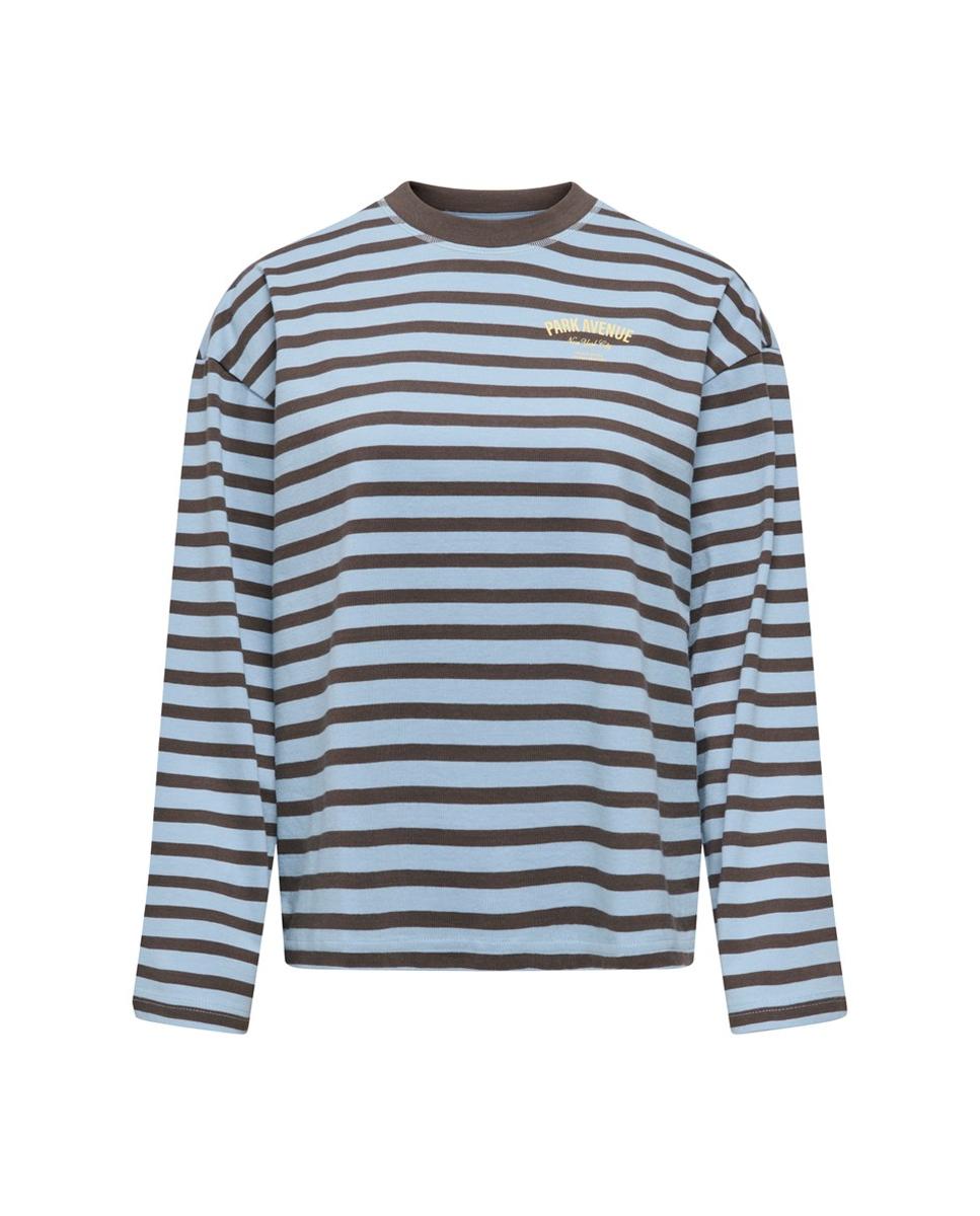 Camiseta 100% algodón de mujer de manga larga - Only - Azul Azul-4