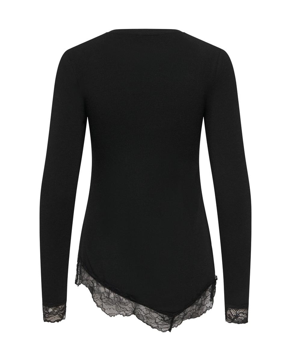 Top de mujer de manga larga con detalle de encaje - Only - Negro Negro-5