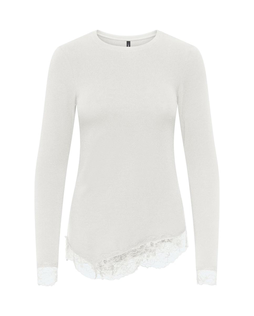 Top de mujer de manga larga con detalle de encaje - Only - Blanco Blanco-1