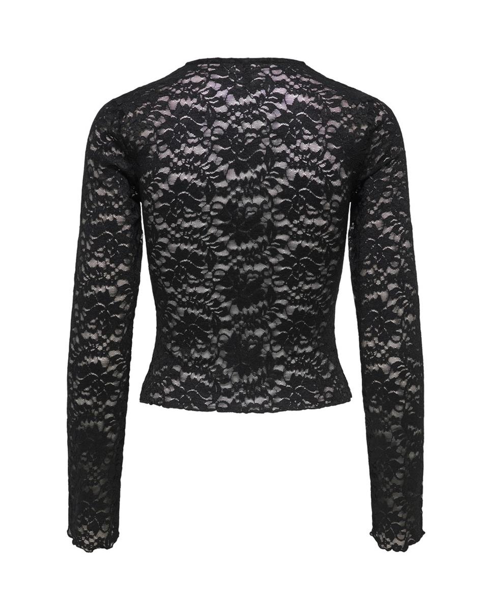 Imagen 4 de Blusa de manga larga con escote pico - Only - Negro Negro