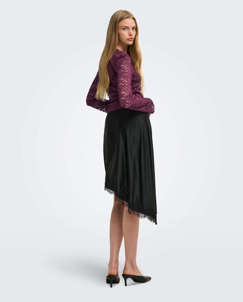 Blusa de manga larga con escote pico - Only - Burdeos Burdeos-2