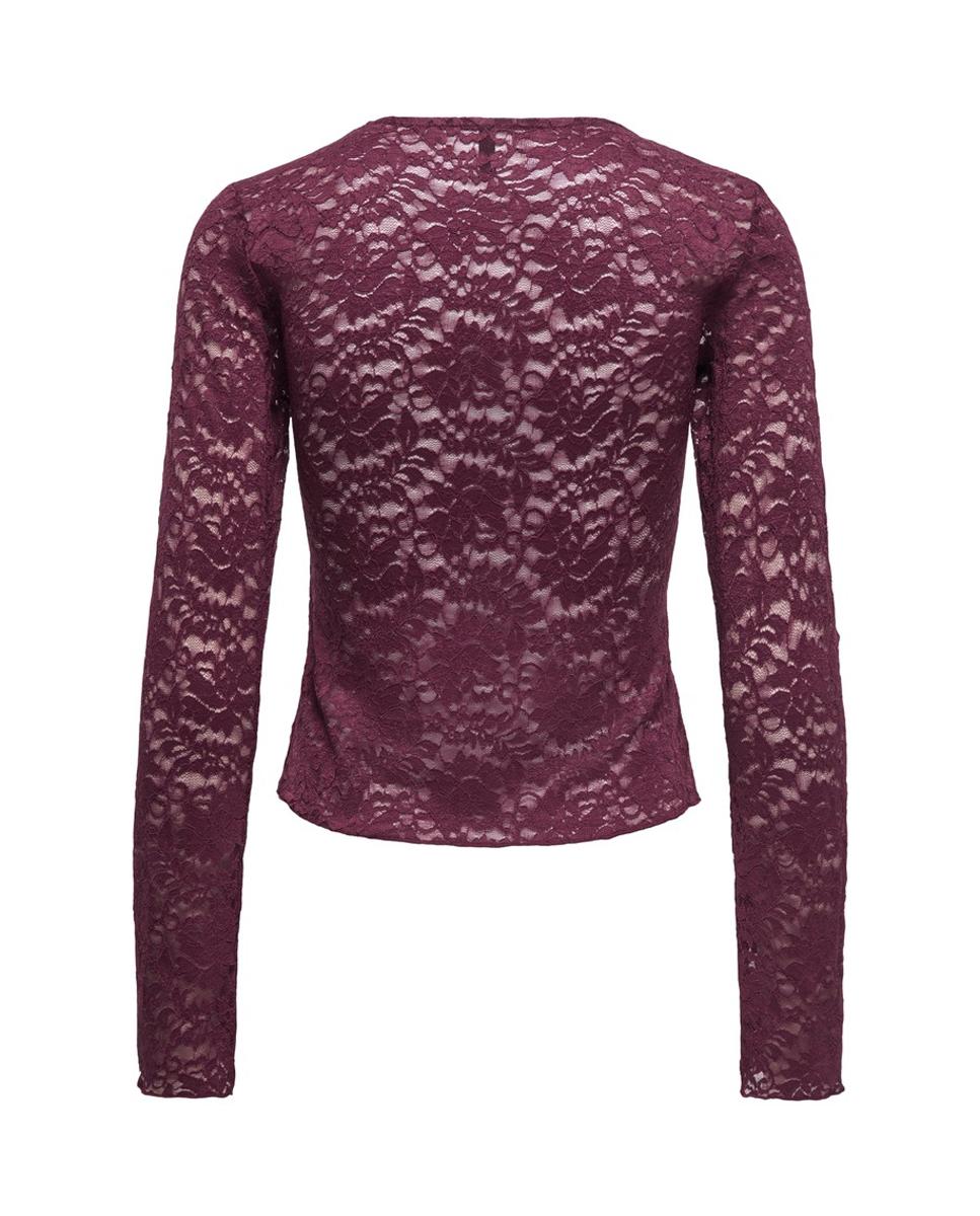 Blusa de manga larga con escote pico - Only - Burdeos Burdeos-4