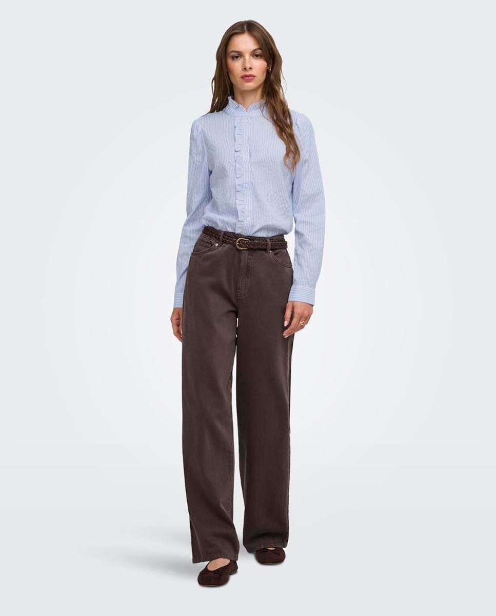 Camisa de mujer de manga larga con cuello mao - Only - Azul claro Azul claro-3