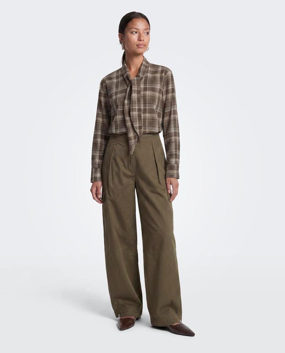 Camisa de mujer con cuello camisero y pañuelo - Only - Marrón Marrón-4