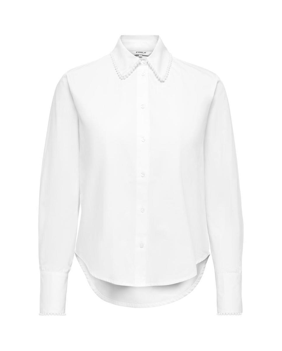 Camisa 100% algodón de mujer con cuello camisero - Only - Blanco Blanco-6