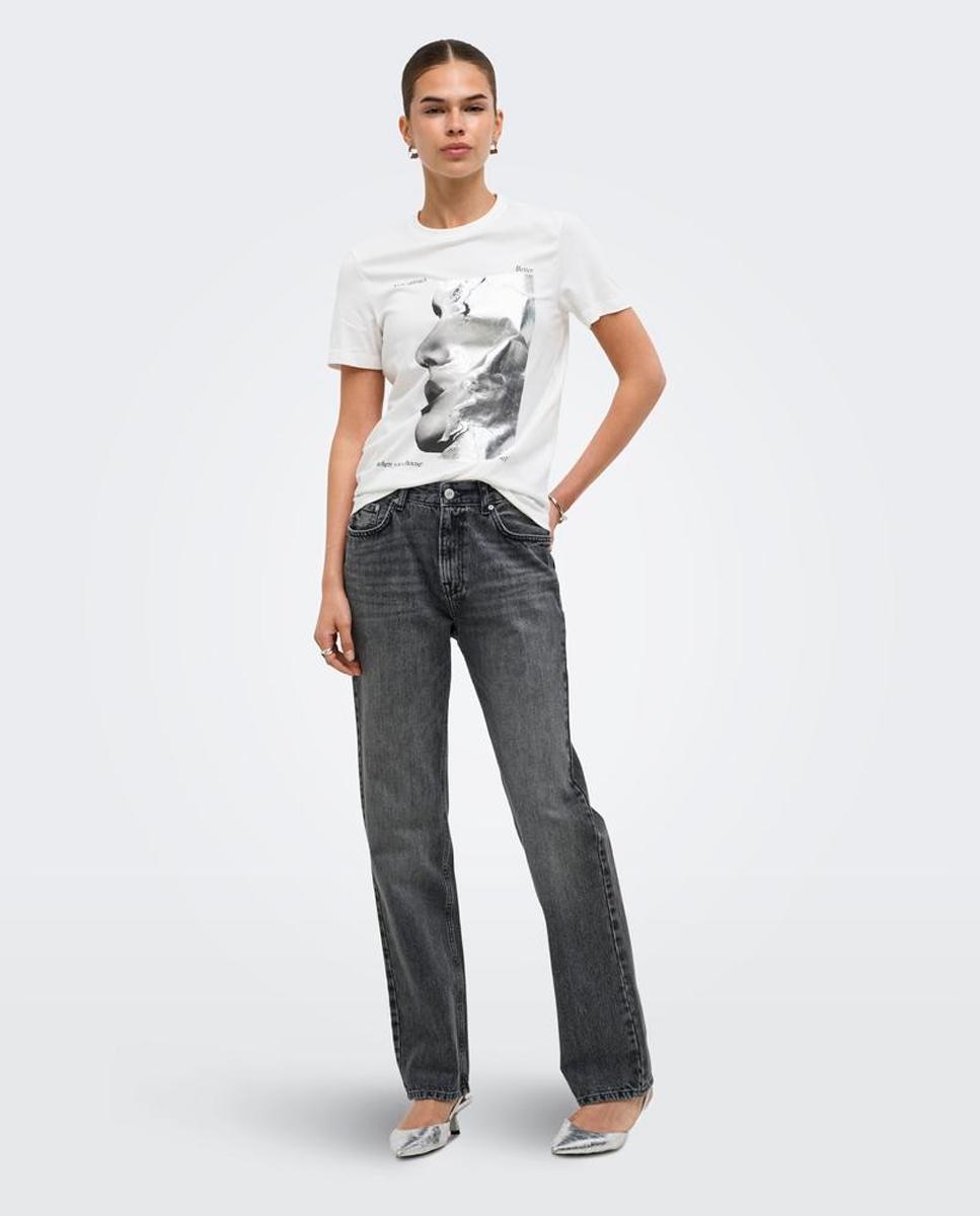 Camiseta 100% algodón de mujer de manga corta - Only - Blanco Blanco-1