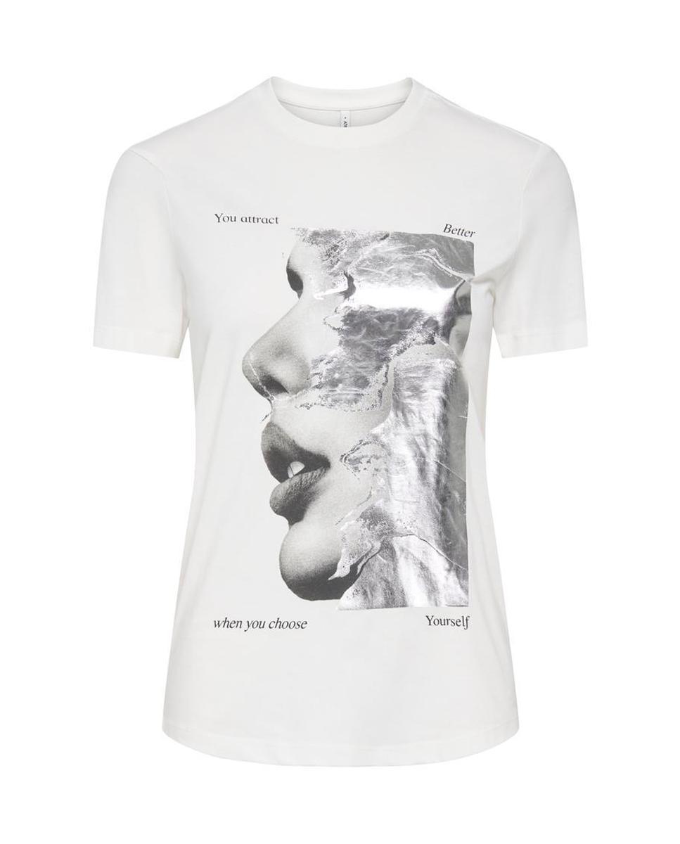 Camiseta 100% algodón de mujer de manga corta - Only - Blanco Blanco-6