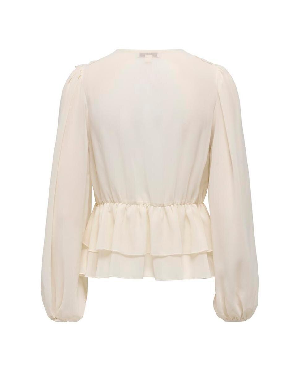 Top de mujer con escote pico y volantes - Only - Crema Crema-3