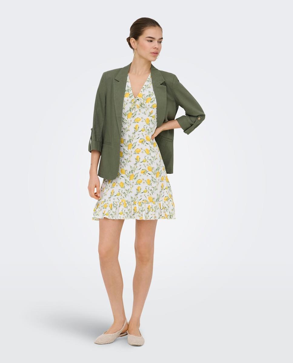 Blazer de Linho com Manga 3/4 Verde-escuro-7