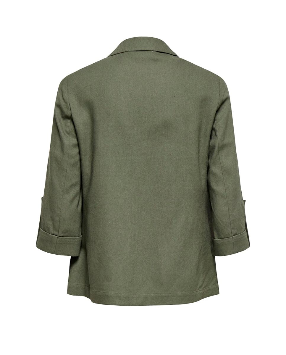 Blazer de Linho com Manga 3/4 Verde-escuro-6