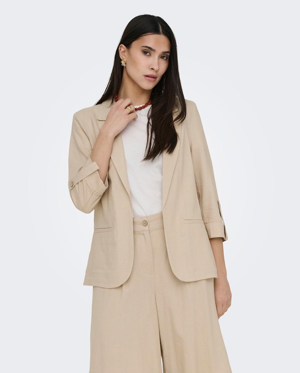 Only - Blazer de mujer de manga 3/4 con lino.
