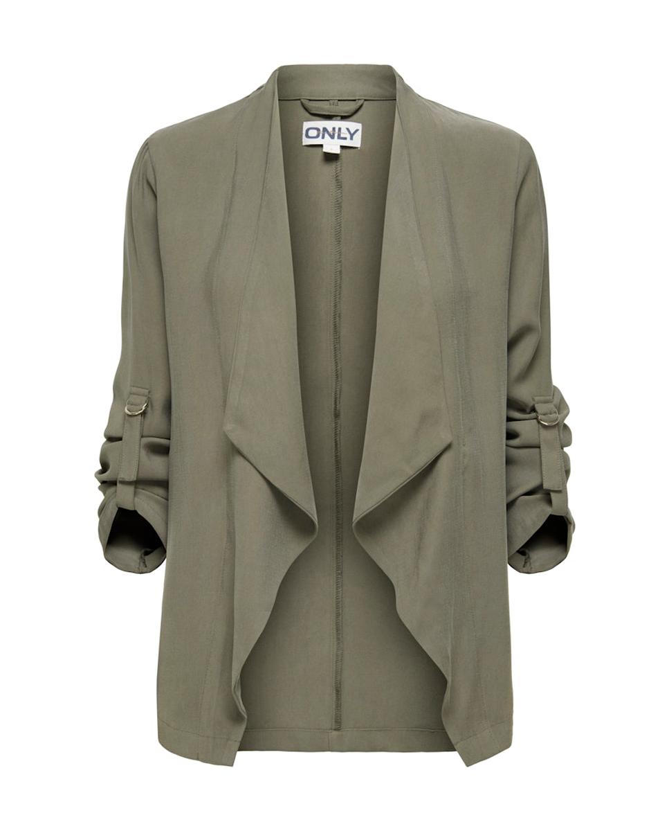 Blazer Aberto de Manga Comprida Verde-escuro-6