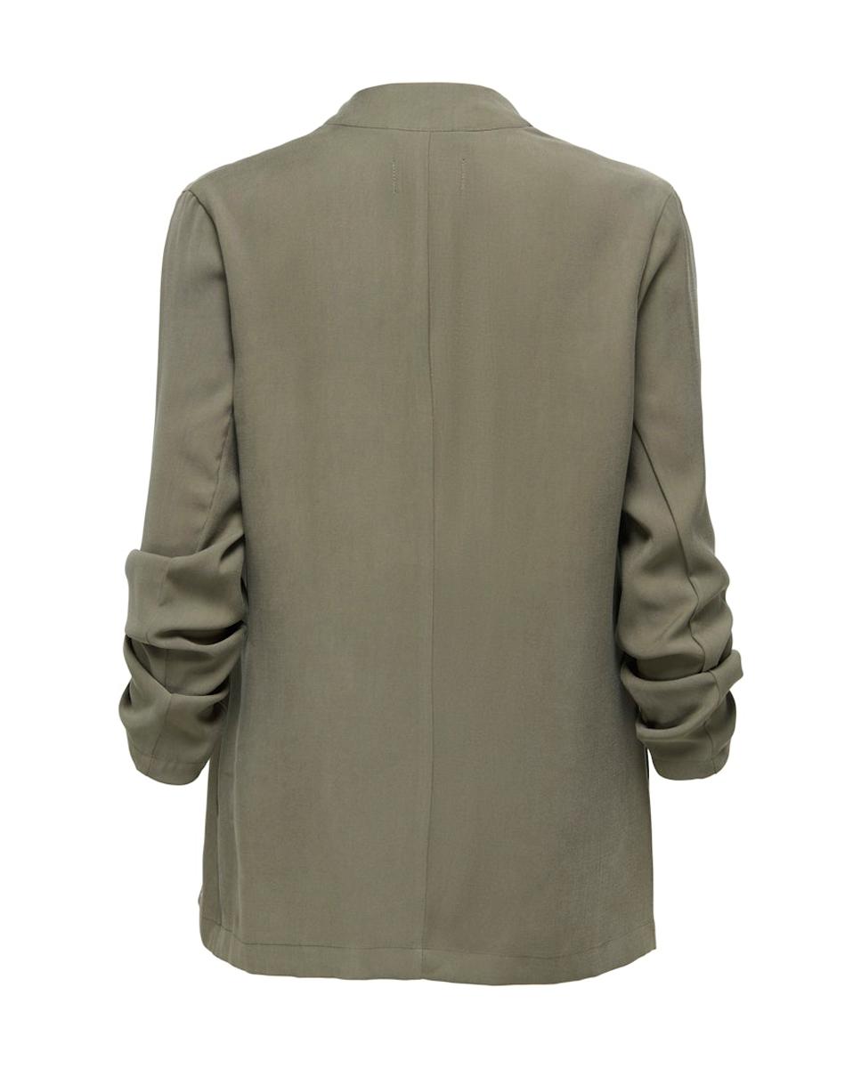 Blazer Aberto de Manga Comprida Verde-escuro-7