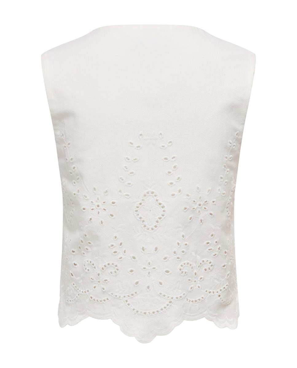Top de mujer sin mangas con cuello camisero y cierre de botones - Only - Blanco Blanco-4