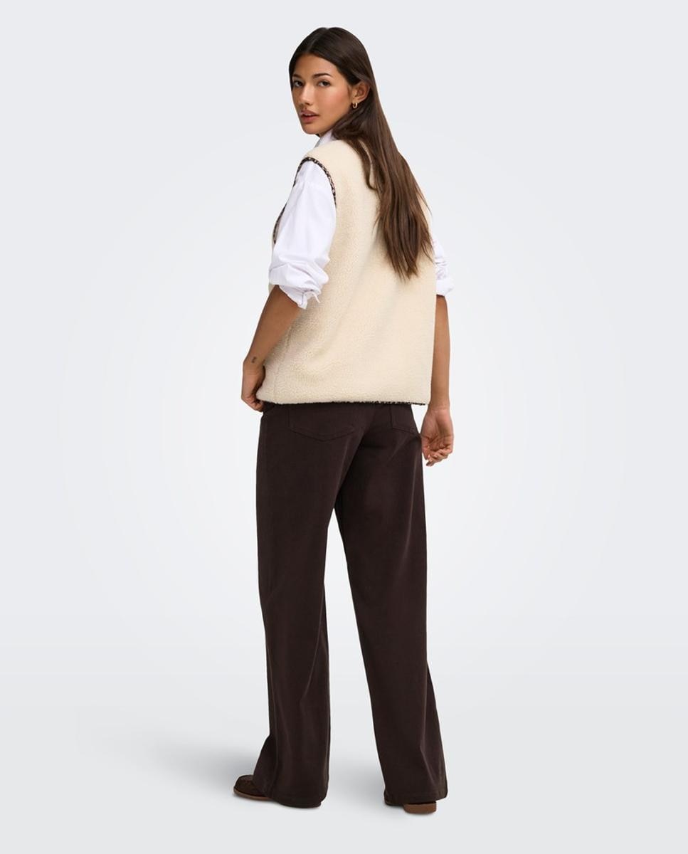 Cardigan sem Mangas com Decote Redondo Bege-3