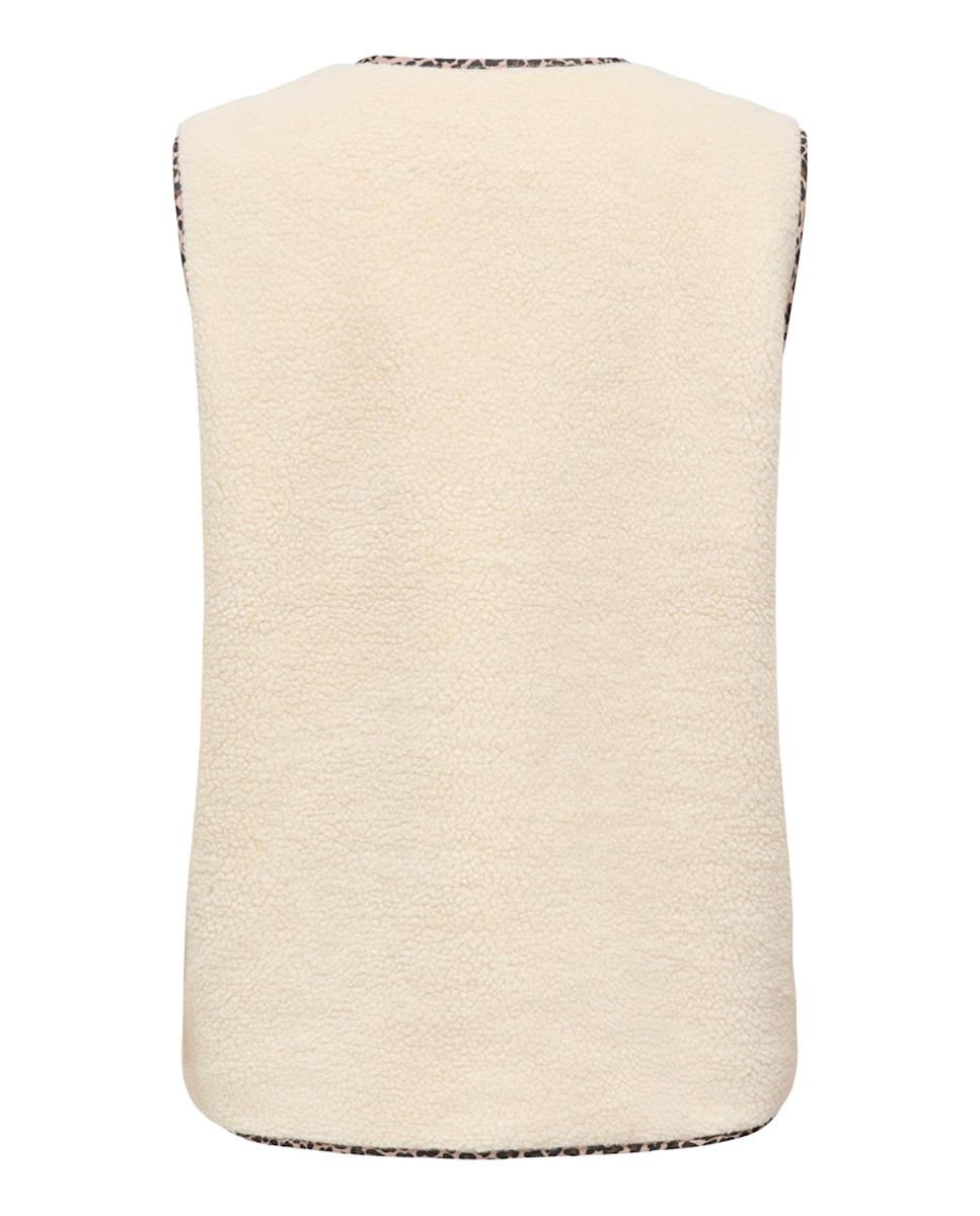 Cardigan sem Mangas com Decote Redondo Bege-5