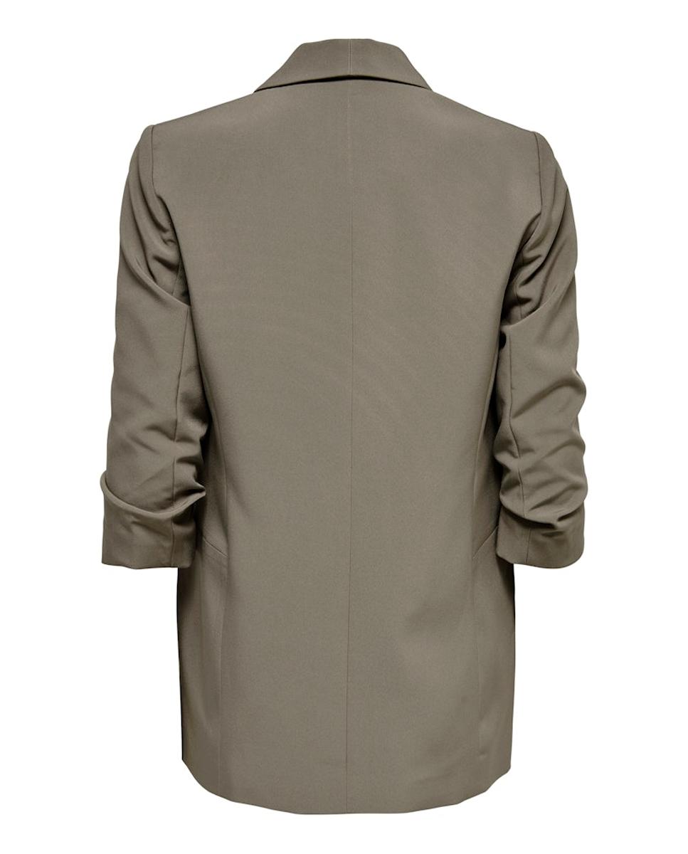 Blazer de manga 3/4 com lapelas Verde-escuro-4