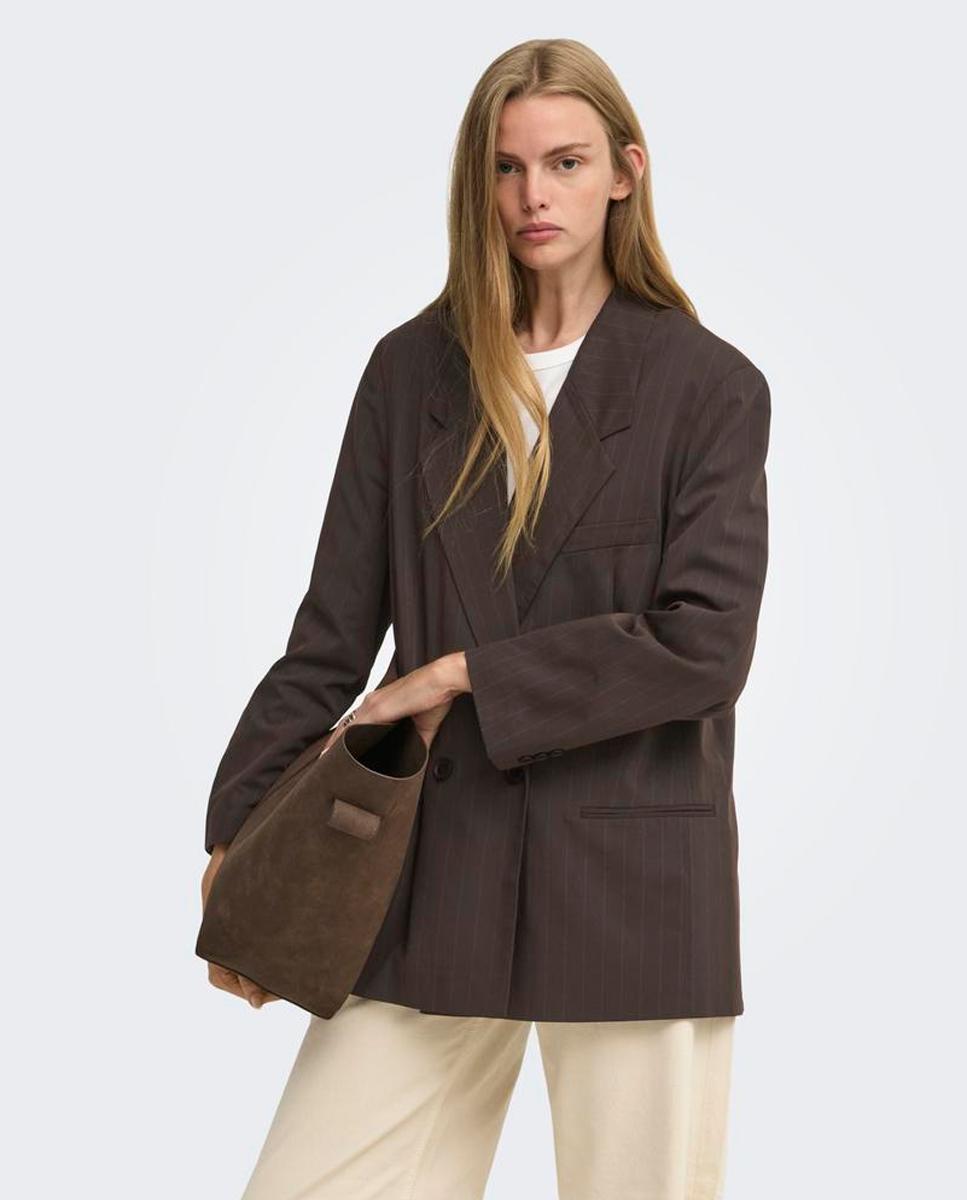 Blazer de mujer con solapa y cierre de botones - Only - Marrón Marrón-3
